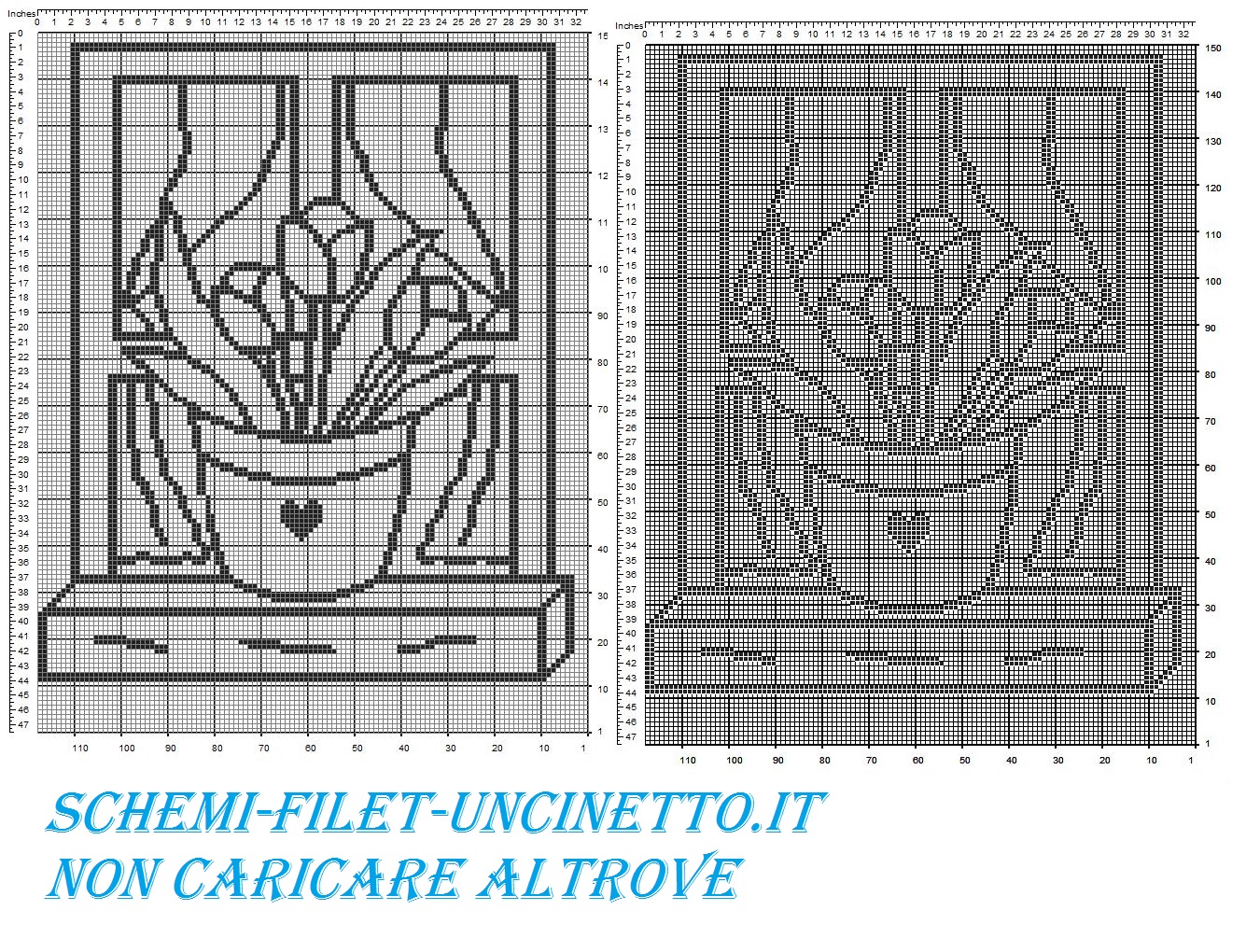 tenda vaso di tulipani su finestra schema filet gratis