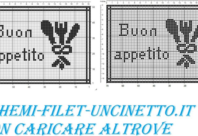 tovaglietta prima colazione buon appetito con posate schema filet uncinetto gratis