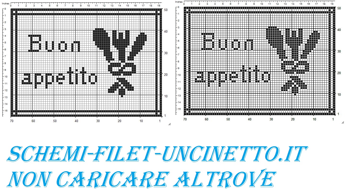 tovaglietta prima colazione buon appetito con posate schema filet uncinetto gratis