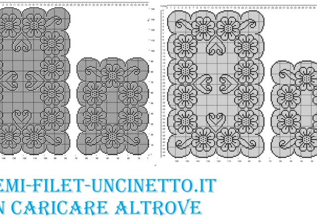 trittico margherite filet uncinetto schema gratis